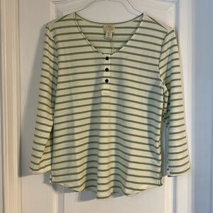 🆕 Telluride clothing company, oatmeal/green long sleeve Henley top - Large